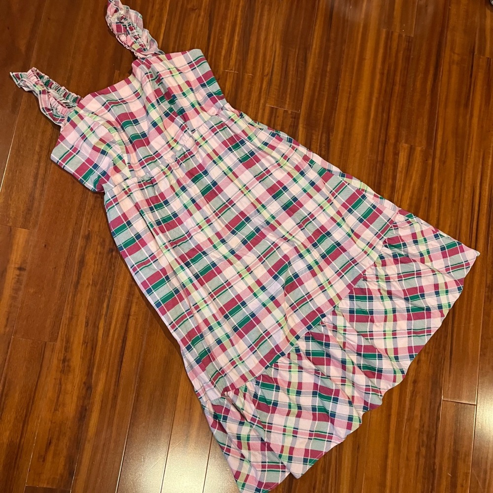 Torrid Plaid Maxi Dress Pink Multi Ruffle Hem Gingham Nap Peasant Size 0 / Large